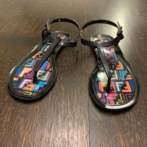 FENDI Zucca print black jelly sandals
